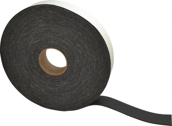 Made in USA - 75' x 2" x 1/8" Black PVC Foam Roll - Exact Tool & Supply