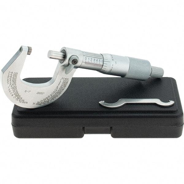Starrett - 0 to 1" Range, 0.0001" Graduation, Mechanical Outside Micrometer - Ratchet Stop Thimble, Accurate to 0.00005" - Exact Tool & Supply