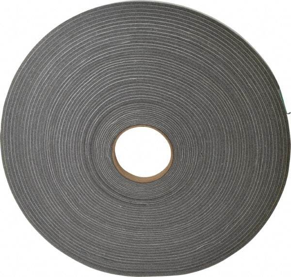 Made in USA - 3/16" Thick x 1/2" Wide x 100' Long Gray Open Cell Polyurethane Foam Rubber Roll - Stock Length, Adhesive Back, 1.8 to 2.2 Lb/Cu Ft Density, -20°F to 160°F - Exact Tool & Supply