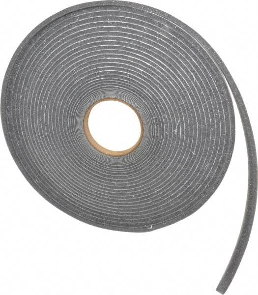 Made in USA - 1/4" Thick x 1/2" Wide x 50' Long Gray Open Cell Polyurethane Foam Rubber Roll - Stock Length, Adhesive Back, 1.8 to 2.2 Lb/Cu Ft Density, -20°F to 160°F - Exact Tool & Supply