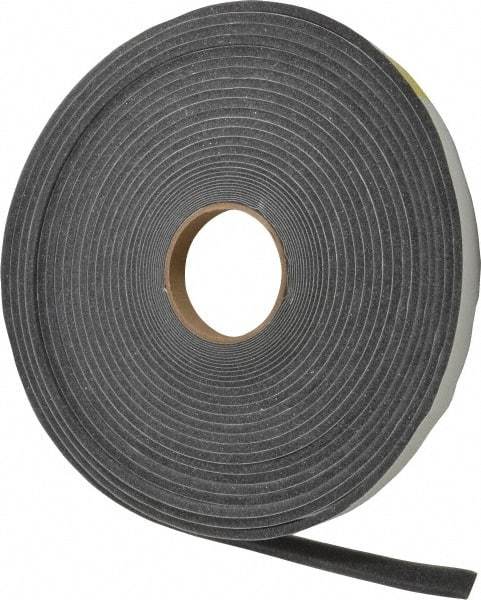 Made in USA - 1/4" Thick x 3/4" Wide x 50' Long Gray Open Cell Polyurethane Foam Rubber Roll - Stock Length, Adhesive Back, 1.8 to 2.2 Lb/Cu Ft Density, -20°F to 160°F - Exact Tool & Supply