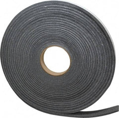 Made in USA - 1/4" Thick x 1" Wide x 50' Long Gray Open Cell Polyurethane Foam Rubber Roll - Stock Length, Adhesive Back, 1.8 to 2.2 Lb/Cu Ft Density, -20°F to 160°F - Exact Tool & Supply