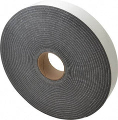 Made in USA - 1/4" Thick x 2" Wide x 50' Long Gray Open Cell Polyurethane Foam Rubber Roll - Stock Length, Adhesive Back, 1.8 to 2.2 Lb/Cu Ft Density, -20°F to 160°F - Exact Tool & Supply