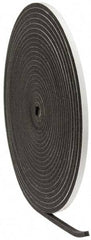 Made in USA - 3/8" Thick x 1/2" Wide x 50' Long Gray Open Cell Polyurethane Foam Rubber Roll - Stock Length, Adhesive Back, 1.8 to 2.2 Lb/Cu Ft Density, -20°F to 160°F - Exact Tool & Supply