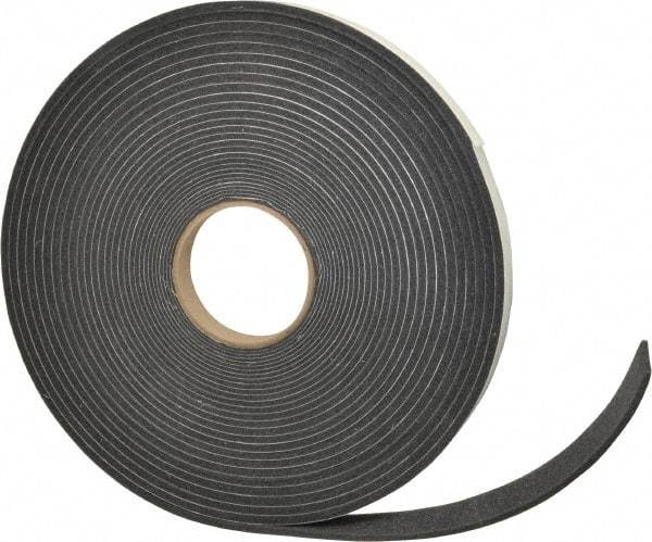 Made in USA - 3/8" Thick x 3/4" Wide x 50' Long Gray Open Cell Polyurethane Foam Rubber Roll - Stock Length, Adhesive Back, 1.8 to 2.2 Lb/Cu Ft Density, -20°F to 160°F - Exact Tool & Supply