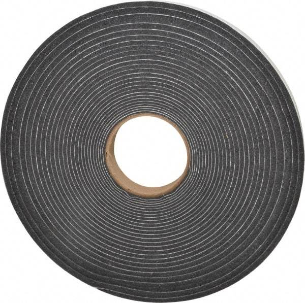 Made in USA - 3/8" Thick x 1" Wide x 50' Long Gray Open Cell Polyurethane Foam Rubber Roll - Stock Length, Adhesive Back, 1.8 to 2.2 Lb/Cu Ft Density, -20°F to 160°F - Exact Tool & Supply