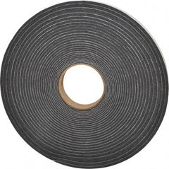 Made in USA - 3/8" Thick x 1" Wide x 50' Long Gray Open Cell Polyurethane Foam Rubber Roll - Stock Length, Adhesive Back, 1.8 to 2.2 Lb/Cu Ft Density, -20°F to 160°F - Exact Tool & Supply