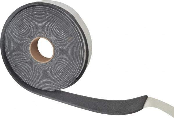 Made in USA - 3/8" Thick x 2" Wide x 50' Long Gray Open Cell Polyurethane Foam Rubber Roll - Stock Length, Adhesive Back, 1.8 to 2.2 Lb/Cu Ft Density, -20°F to 160°F - Exact Tool & Supply