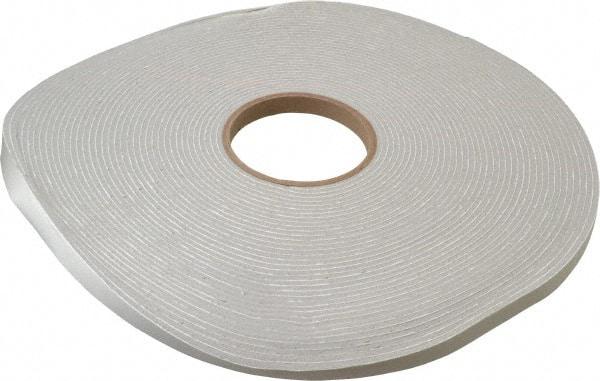 Made in USA - 1/8" Thick x 1/2" Wide x 75' Long Gray Closed Cell PVC Foam Rubber Roll - Stock Length, Adhesive Back, 8 Lb/Cu Ft Density, -20°F to 130°F - Exact Tool & Supply