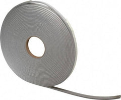 Made in USA - 3/16" Thick x 1/2" Wide x 30' Long Gray Closed Cell PVC Foam Rubber Roll - Stock Length, Adhesive Back, 8 Lb/Cu Ft Density, -20°F to 130°F - Exact Tool & Supply