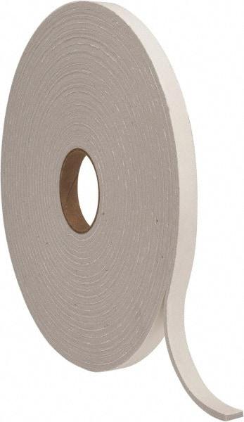 Made in USA - 1/4" Thick x 3/4" Wide x 50' Long Gray Closed Cell PVC Foam Rubber Roll - Stock Length, Adhesive Back, 8 Lb/Cu Ft Density, -20°F to 130°F - Exact Tool & Supply