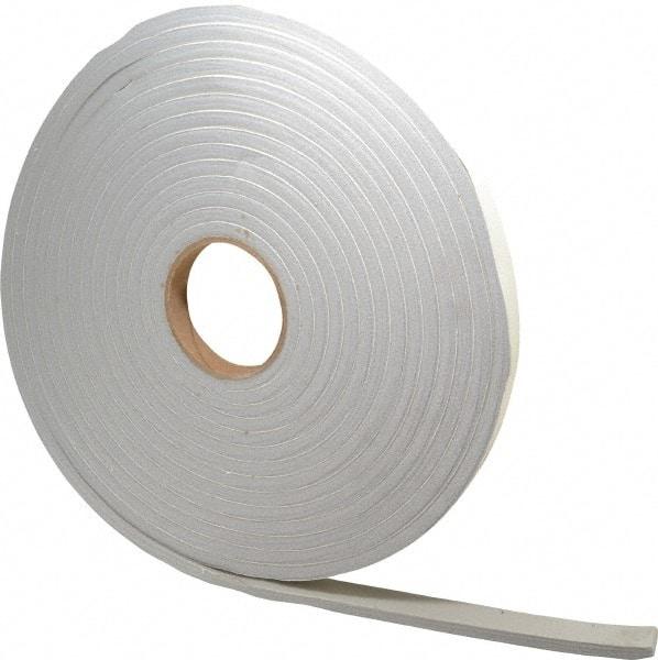 Made in USA - 3/8" Thick x 3/4" Wide x 30' Long Gray Closed Cell PVC Foam Rubber Roll - Stock Length, Adhesive Back, 8 Lb/Cu Ft Density, -20°F to 130°F - Exact Tool & Supply