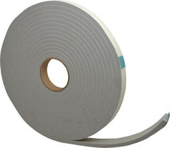 Made in USA - 3/8" Thick x 1" Wide x 30' Long Gray Closed Cell PVC Foam Rubber Roll - Stock Length, Adhesive Back, 8 Lb/Cu Ft Density, -20°F to 130°F - Exact Tool & Supply