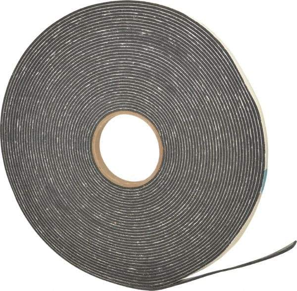 Made in USA - 1/8" Thick x 1/2" Wide x 75' Long Black Closed Cell PVC Foam Rubber Roll - Stock Length, Adhesive Back, 13 Lb/Cu Ft Density, -20°F to 130°F - Exact Tool & Supply