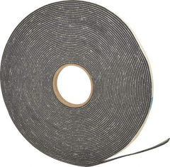 Made in USA - 1/8" Thick x 1/2" Wide x 75' Long Black Closed Cell PVC Foam Rubber Roll - Stock Length, Adhesive Back, 13 Lb/Cu Ft Density, -20°F to 130°F - Exact Tool & Supply