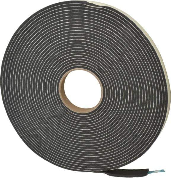 Made in USA - 3/16" Thick x 3/4" Wide x 45' Long Black Closed Cell PVC Foam Rubber Roll - Stock Length, Adhesive Back, 13 Lb/Cu Ft Density, -20°F to 130°F - Exact Tool & Supply