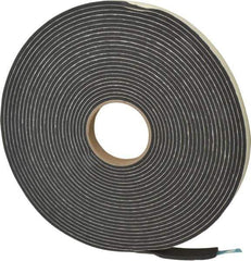 Made in USA - 3/16" Thick x 3/4" Wide x 45' Long Black Closed Cell PVC Foam Rubber Roll - Stock Length, Adhesive Back, 13 Lb/Cu Ft Density, -20°F to 130°F - Exact Tool & Supply