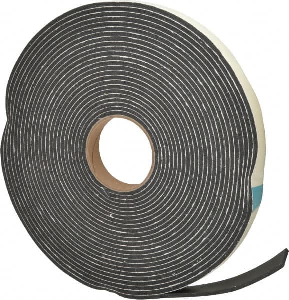 Made in USA - 45' x 1" x 3/16" Black PVC Foam Roll - Exact Tool & Supply