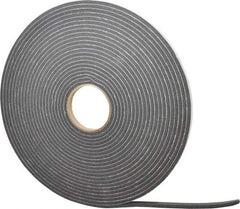 Made in USA - 1/4" Thick x 1/2" Wide x 45' Long Black Closed Cell PVC Foam Rubber Roll - Stock Length, Adhesive Back, 13 Lb/Cu Ft Density, -20°F to 130°F - Exact Tool & Supply