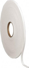 Made in USA - 1/8" Thick x 3/8" Wide x 75' Long White Closed Cell Polyethylene Foam Rubber Roll - Stock Length, Adhesive Back, 2 Lb/Cu Ft Density, -20°F to 170°F - Exact Tool & Supply