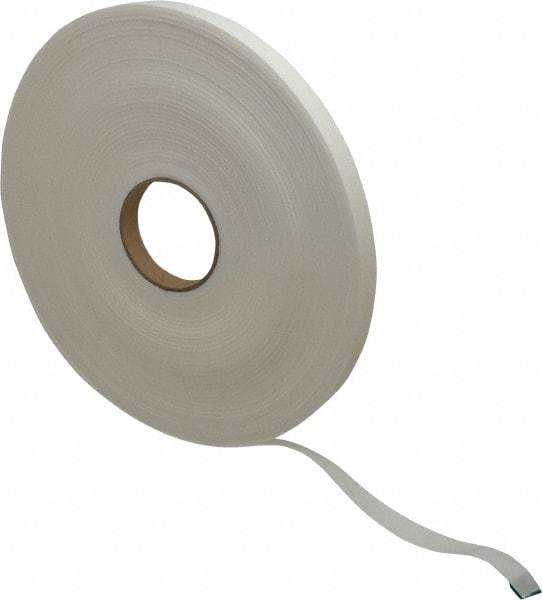 Made in USA - 1/8" Thick x 3/4" Wide x 75' Long White Closed Cell Polyethylene Foam Rubber Roll - Stock Length, Adhesive Back, 2 Lb/Cu Ft Density, -20°F to 170°F - Exact Tool & Supply