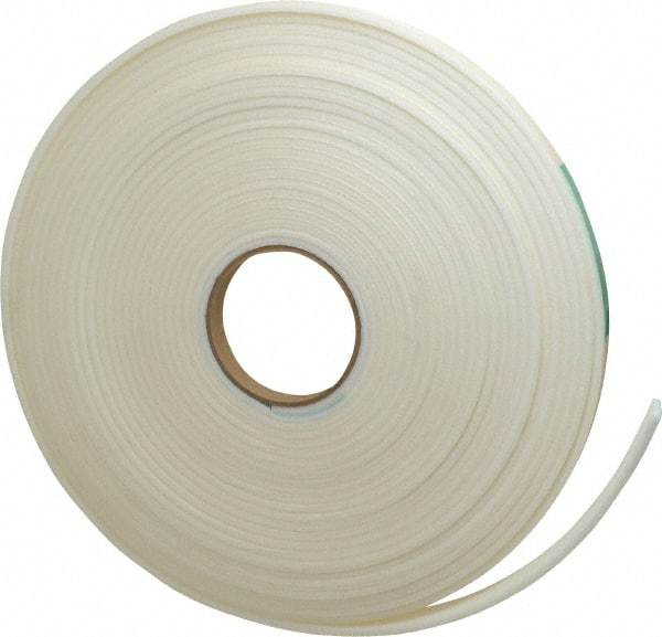 Made in USA - 3/16" Thick x 5/8" Wide x 50' Long White Closed Cell Polyethylene Foam Rubber Roll - Stock Length, Adhesive Back, 2 Lb/Cu Ft Density, -20°F to 170°F - Exact Tool & Supply