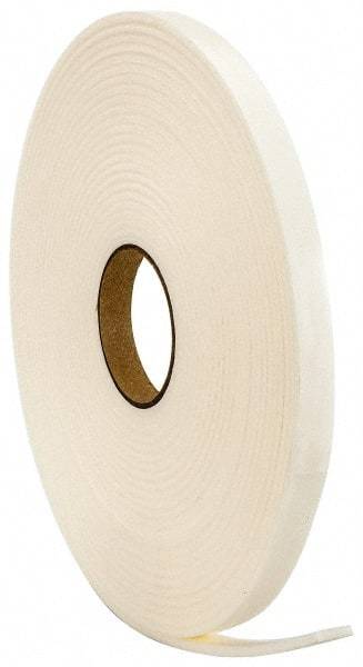 Made in USA - 3/16" Thick x 3/4" Wide x 50' Long White Closed Cell Polyethylene Foam Rubber Roll - Stock Length, Adhesive Back, 2 Lb/Cu Ft Density, -20°F to 170°F - Exact Tool & Supply