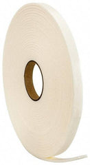 Made in USA - 3/16" Thick x 3/4" Wide x 50' Long White Closed Cell Polyethylene Foam Rubber Roll - Stock Length, Adhesive Back, 2 Lb/Cu Ft Density, -20°F to 170°F - Exact Tool & Supply