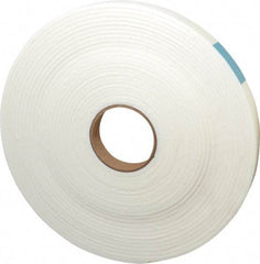 Made in USA - 3/16" Thick x 1" Wide x 50' Long White Closed Cell Polyethylene Foam Rubber Roll - Stock Length, Adhesive Back, 2 Lb/Cu Ft Density, -20°F to 170°F - Exact Tool & Supply