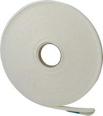 Made in USA - 1/4" Thick x 5/8" Wide x 50' Long White Closed Cell Polyethylene Foam Rubber Roll - Stock Length, Adhesive Back, 2 Lb/Cu Ft Density, -20°F to 170°F - Exact Tool & Supply