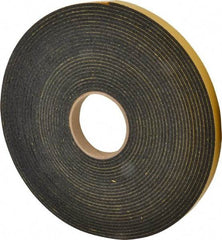 Made in USA - 5/32" Thick x 3/4" Wide x 50' Long Black Open Cell Natural Foam Rubber Roll - Stock Length, Adhesive Back, 24 to 30 Lb/Cu Ft Density, -20°F to 160°F - Exact Tool & Supply