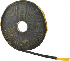 Made in USA - 1/4" Thick x 5/8" Wide x 50' Long Black Open Cell Natural Foam Rubber Roll - Stock Length, Adhesive Back, 24 to 30 Lb/Cu Ft Density, -20°F to 160°F - Exact Tool & Supply