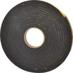 Made in USA - 5/16" Thick x 3/4" Wide x 25' Long Black Open Cell Natural Foam Rubber Roll - Stock Length, Adhesive Back, 24 to 30 Lb/Cu Ft Density, -20°F to 160°F - Exact Tool & Supply