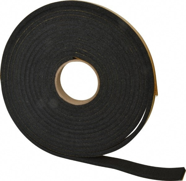 Made in USA - 25' x 1" x 5/16" Black Natural Foam Roll - Exact Tool & Supply