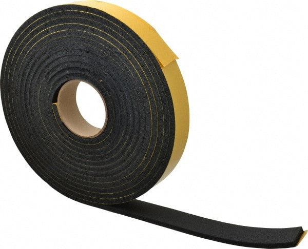 Made in USA - 25' x 1-1/2" x 5/16" Black Natural Foam Roll - Exact Tool & Supply