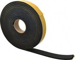 Made in USA - 25' x 1-1/2" x 5/16" Black Natural Foam Roll - Exact Tool & Supply