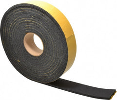 Made in USA - 25' x 2" x 5/16" Black Natural Foam Roll - Exact Tool & Supply