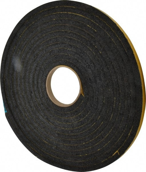 Made in USA - 25' x 1/2" x 7/16" Black Natural Foam Roll - Exact Tool & Supply