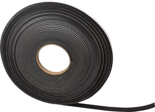 Made in USA - 1/8" Thick x 1/2" Wide x 50' Long Black Closed Cell Neoprene-Blend Spring Rubber Roll - Stock Length, Adhesive Back, 8 to 11 Lb/Cu Ft Density, -40°F to 158°F - Exact Tool & Supply