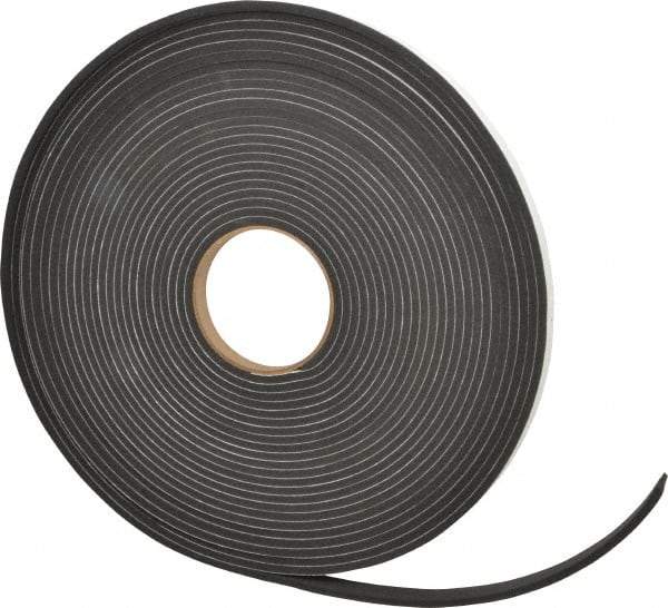 Made in USA - 3/16" Thick x 1/2" Wide x 50' Long Black Closed Cell Neoprene-Blend Spring Rubber Roll - Stock Length, Adhesive Back, 8 to 11 Lb/Cu Ft Density, -40°F to 158°F - Exact Tool & Supply