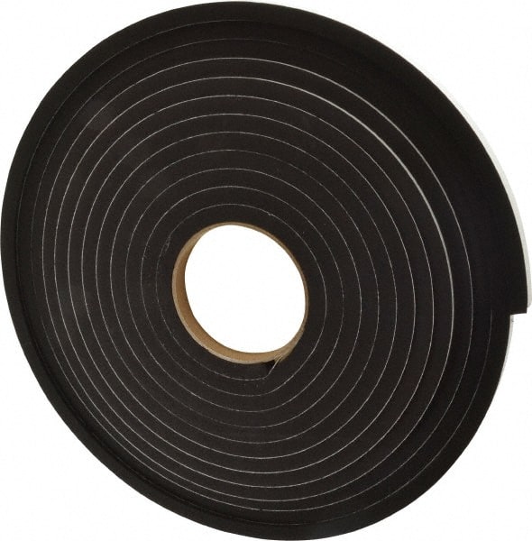 Made in USA - 25' x 1/2" x 3/8" Black Neoprene-Blend Spring Roll - Exact Tool & Supply