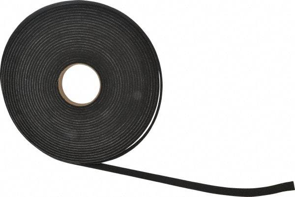 Made in USA - 3/16" Thick x 3/4" Wide x 50' Long Black Closed Cell Neoprene-Blend Spring Rubber Roll - Stock Length, Adhesive Back, 8 to 11 Lb/Cu Ft Density, -40°F to 158°F - Exact Tool & Supply