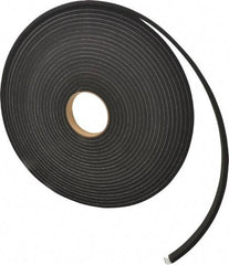 Made in USA - 1/4" Thick x 3/4" Wide x 50' Long Black Closed Cell Neoprene-Blend Spring Rubber Roll - Stock Length, Adhesive Back, 8 to 11 Lb/Cu Ft Density, -40°F to 158°F - Exact Tool & Supply
