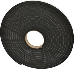 Made in USA - 3/8" Thick x 3/4" Wide x 25' Long Black Closed Cell Neoprene-Blend Spring Rubber Roll - Stock Length, Adhesive Back, 8 to 11 Lb/Cu Ft Density, -40°F to 158°F - Exact Tool & Supply
