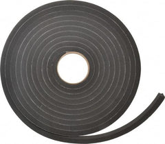 Made in USA - 1/2" Thick x 3/4" Wide x 25' Long Black Closed Cell Neoprene-Blend Spring Rubber Roll - Stock Length, Adhesive Back, 8 to 11 Lb/Cu Ft Density, -40°F to 158°F - Exact Tool & Supply