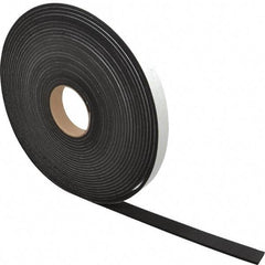 Made in USA - 3/16" Thick x 1" Wide x 50' Long Black Closed Cell Neoprene-Blend Spring Rubber Roll - Stock Length, Adhesive Back, 8 to 11 Lb/Cu Ft Density, -40°F to 158°F - Exact Tool & Supply