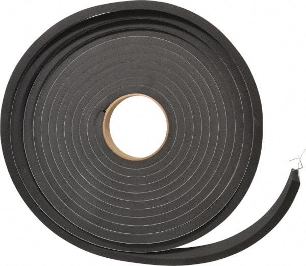 Made in USA - 3/8" Thick x 1" Wide x 25' Long Black Closed Cell Neoprene-Blend Spring Rubber Roll - Stock Length, Adhesive Back, 8 to 11 Lb/Cu Ft Density, -40°F to 158°F - Exact Tool & Supply