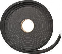 Made in USA - 3/8" Thick x 1" Wide x 25' Long Black Closed Cell Neoprene-Blend Spring Rubber Roll - Stock Length, Adhesive Back, 8 to 11 Lb/Cu Ft Density, -40°F to 158°F - Exact Tool & Supply