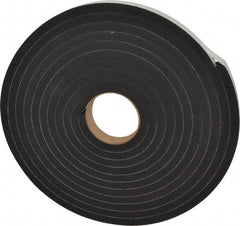 Made in USA - 1/2" Thick x 1" Wide x 25' Long Black Closed Cell Neoprene-Blend Spring Rubber Roll - Stock Length, Adhesive Back, 8 to 11 Lb/Cu Ft Density, -40°F to 158°F - Exact Tool & Supply