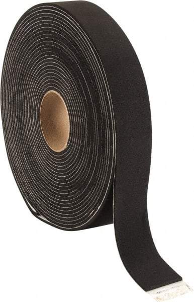 Made in USA - 3/16" Thick x 2" Wide x 50' Long Black Closed Cell Neoprene-Blend Spring Rubber Roll - Stock Length, Adhesive Back, 8 to 11 Lb/Cu Ft Density, -40°F to 158°F - Exact Tool & Supply